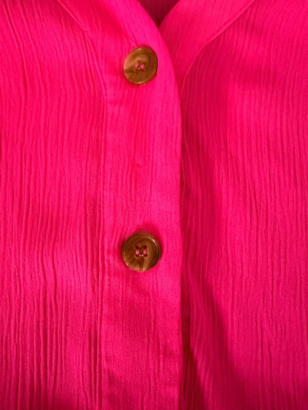 Hot Pink Peplum Blouse Womens L Sheer Long Sleeve Button Top Barbiecore Workwear - Picture 4 of 12